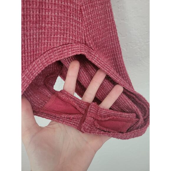 Free People Keep Your Cool Waffle Thermal Bodysuit Wild County Pink Small‎ - Picture 11 of 15
